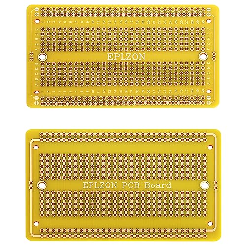 Solderable Breadboard PCB Board Gold-Plated Solder Breadboard for DIY Electronics Projects Apply to Arduino Soldering Projects 3.5"x2.05" (5 Pack + 2 Mini Board, Yellow) - color: Yellow