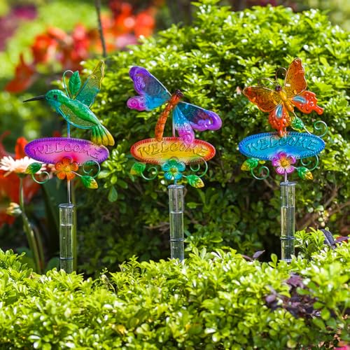 3 Pcs Rain Gauge Outdoor, 5 Inch Tube Rain Gauge with Welcome Sign - color: 3 Pcs-Welcome Sign