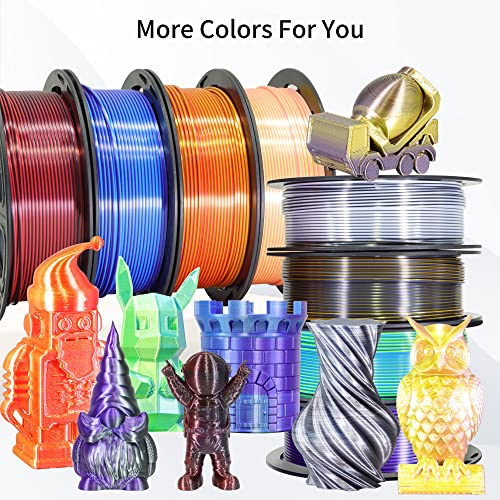 BBLIFE Dual Color Silk PLA Filament, 1.75mm Bicolor PLA 3D Printer Filament - color: Purple/Gold, White/Red/Black, Purple/Blue, Red/Gold, Green/Blue, Yellow/Pink