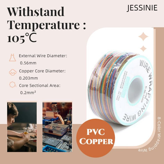 8-Color Electronic Wire - 30 AWG Single Core, 250M Tinned Copper Solid Cable for Circuit Boards & PCB