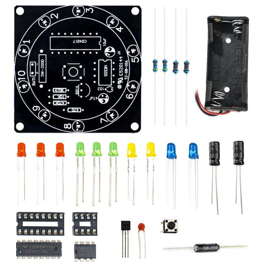 Soldering Practice Kit for Beginners – DIY Electronic Lucky Wheel Game Board, 10-LED Soldering Training Kit with Button Start, STEM Learning Electronics Project for Students & Hobbyists