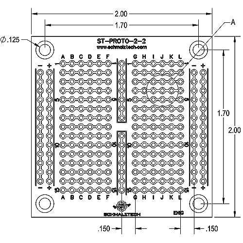 Double Sided ENIG Protoboard, Solderable Breadboard, Electronic Circuit Board for DIY Prototype Circuit, FR4, Plated Through Hole Solder Prototype Board, ST-PROTO-2-2 (2" x 2") - style: 2" x 2"