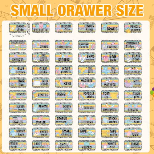 Gueevin 84 Pcs Teacher Toolbox Labels Bulk Pastel Composition Tool Box Storage Stickers for Classroom Decoration Self Adhesive Colorful Drawer Tag for Back to School Supplies