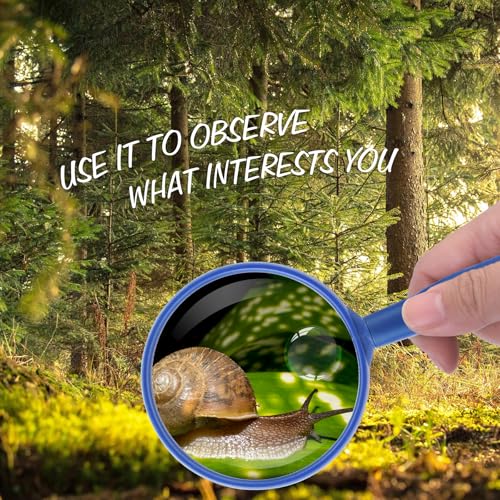 Lakei 10X Handheld Reading Magnifier Glass, Non-Slip Handle,75mm(Blue) - color: Blue, size: 75mm