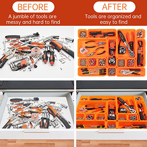 45 Pack Tool Box Organizer Tool Tray Dividers, Toolbox Drawer Organizers Storage Trays for Rolling Tool Chest, Work Bench Cabinet Bins, Hardware Parts Screw Nut Bolt Small Tools Organization - Orange - color: 45PCS - Orange, size: 3 - Sizes