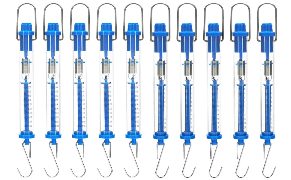 QWORK Spring Scale, 10 Pack 20N Transparent Spring Balance Hanging Tube Spring Scale