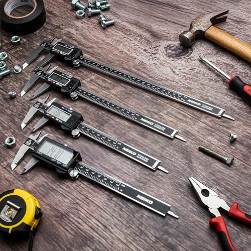 NEIKO 01401A 6-Inch Electronic Digital Caliper, Stainless Steel, Extra Large LCD Screen, Measurement Conversions for Inches, Millimeters, and Fractions - size: 6 Inch, XL Screen, style: Stainless Steel