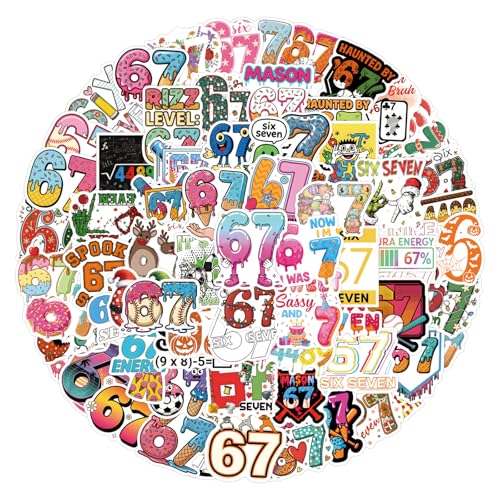 110 PCS Six Seven Stickers, Funny 6 7 Stickers Waterproof Vinyl Decals Gifts for Laptop, Phone, Water Bottle, Luggage, Adults Teens - color: Funny 67