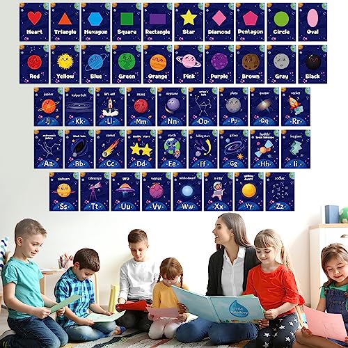 Harloon 56 Pcs Outer Space Alphabet Number Bulletin Board for Classroom