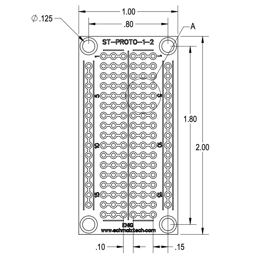 Double Sided ENIG Protoboard, Solderable Breadboard, Electronic Circuit Board for DIY Prototype Circuit, FR4, Plated Through Hole Solder Prototype Board, ST-PROTO-1-2 (1" x 2") - style: 1" x 2"