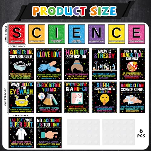 19Pcs Funny Science Lab Safety Rules Poster Chemistry Classroom Posters