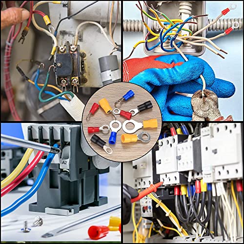 102 Pcs Disconnect Electrical O Ring Crimp Terminals Connectors Assortment Kit, Mixed Quick Wire Connectors, Insulated Electrical Wire O Ring Connectors