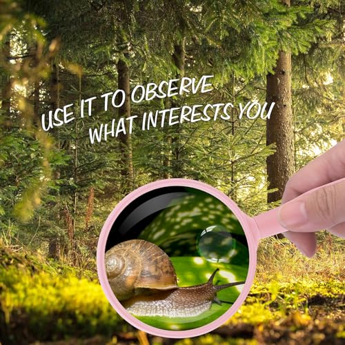 Lakei 10X Handheld Reading Magnifier Glass, Non-Slip Handle,75mm(Pink) - color: Pink, size: 75mm
