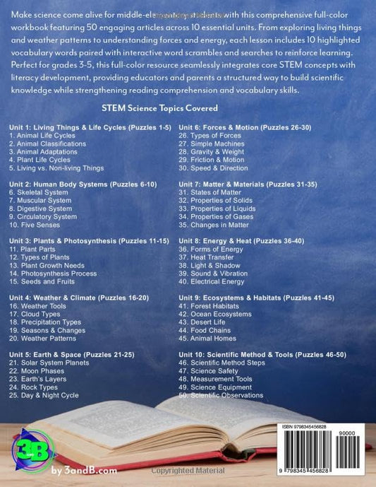 50x Middle Elementary: STEM-Science: FULL-COLOR WORKBOOK WITH 50 SETS OF STEM SCIENCE ACTIVITIES, Workbook 1 of 4 (STEM ENRICHMENT SERIES)