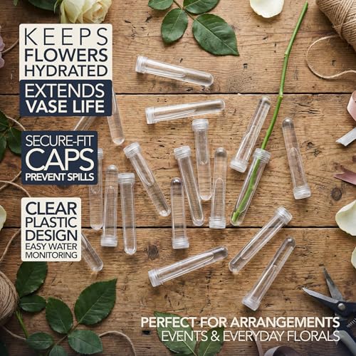 Royal Imports Floral Water Tubes with Caps – 3" Clear Plastic Flower Vials - color: 3" Clear Standard 25 Pack