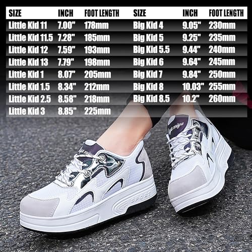 Wooowyet Roller Skate Shoes for Kids Boys Girls Rechargealbe Wheels Sneakers Fashion Roller Wheeled - color: Mesh White, size: 1.5 Little Kid
