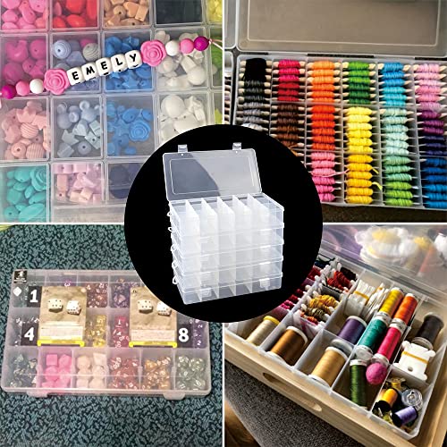 5 Pack 18 Compartment Organizer Box with Parkical Adjustable Dividers, 18 Grids Plastic Storage Container for Jewelry, Craft DIY, Bead Organizer, Sewing, Dip Powder, Hair Accessories - size: 5 Pack 18 Compartment Organizer Box