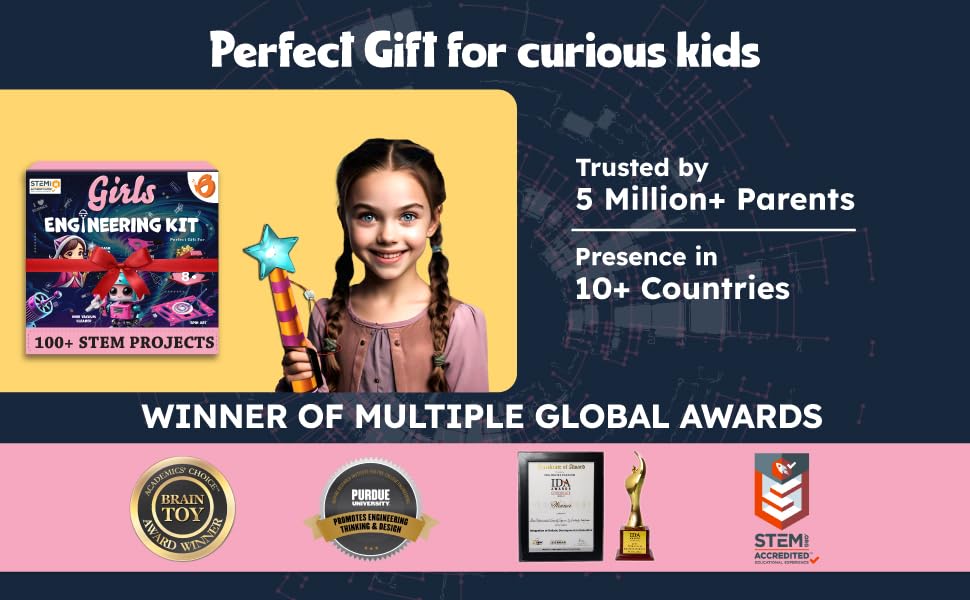 Butterfly EduFields 100+ Girls Engineering Science Kit for Kids Age 8-12 - style: 1.Girls Engineering Kit
