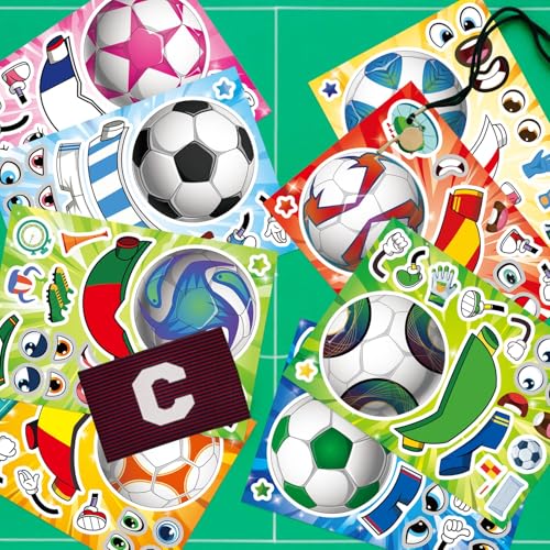 Make Your Own Soccer Stickers for Kids, Make a Face Stickers, Sports Crafts - style: 24 Sheet Soccer Stickers