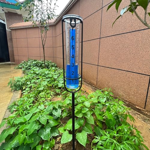 DLUCKY Rain Gauge Outdoor, Three Adjustable Proof Metal Rod 19-38.8'' - color: 1Pcs