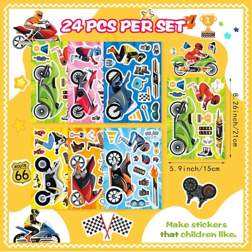 24 Sheets Motorcycle Stickers, Make a Motocross Face Sticker - style: Motorcycle