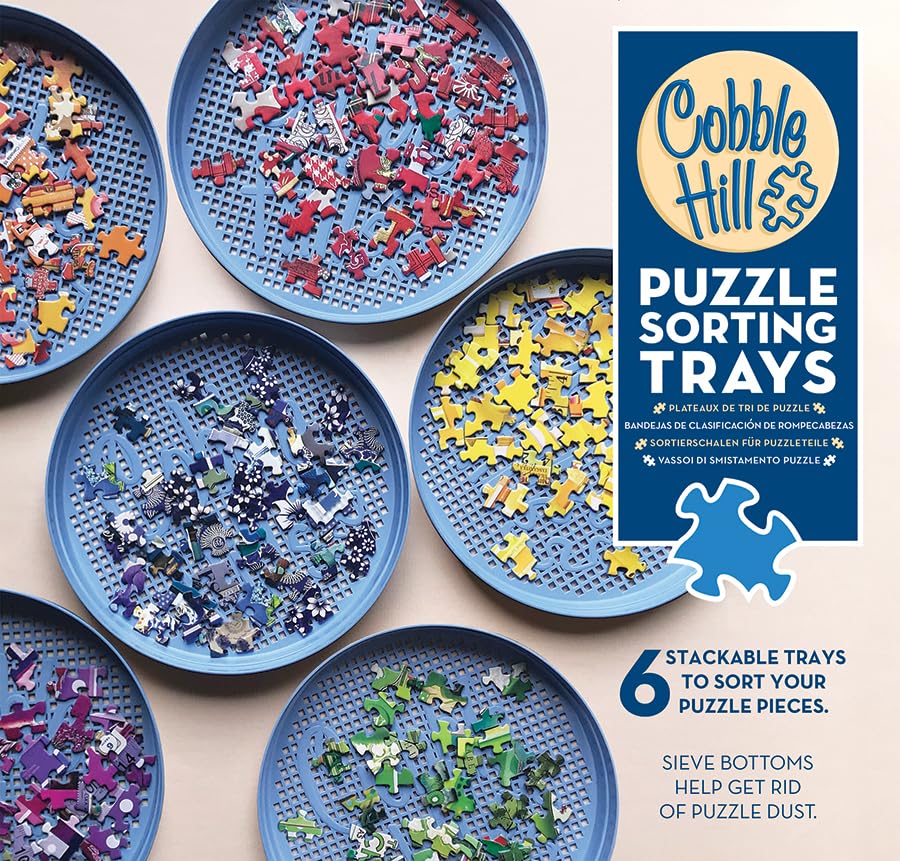 Cobble Hill Puzzle Sorting Trays - 6 Stackable Trays for Sorting and Sifting Puzzle Pieces