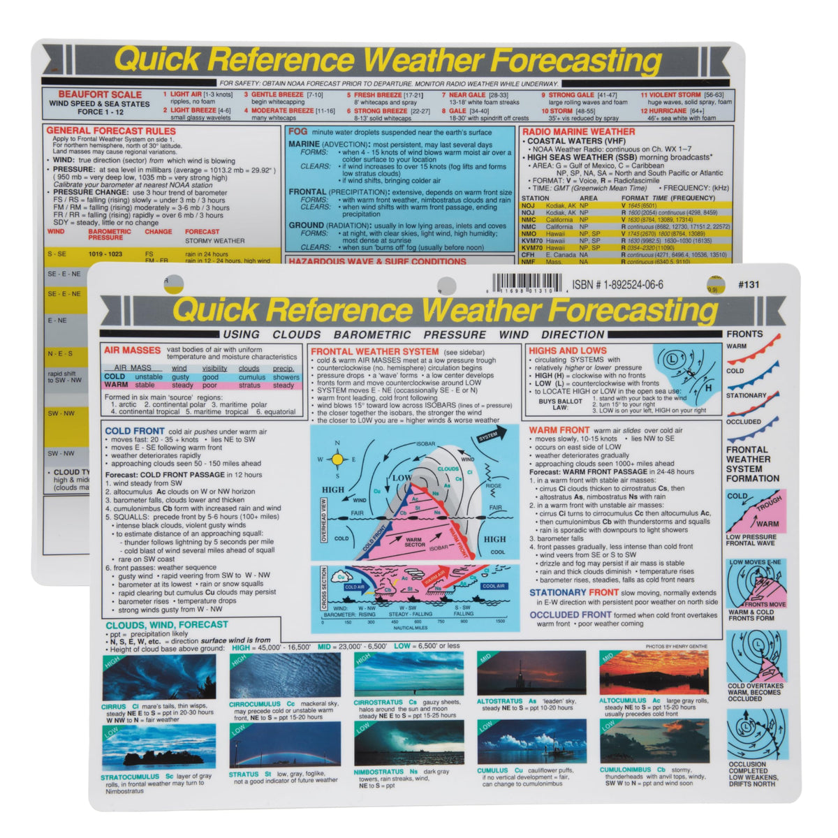 Davis Instruments Weather Forecasting Quick Reference Card