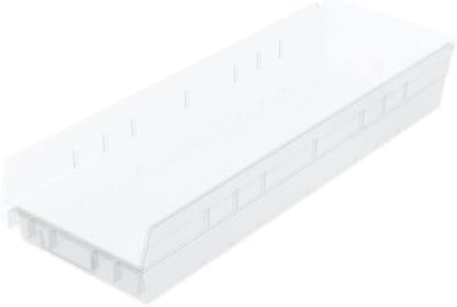 Akro-Mils 30164 Heavy Duty Plastic Shelf Bins, 24"x 6.5"x 4", Clear, 6-Pk - color: Clear