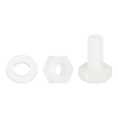 uxcell 300 Pcs/100 Sets Nylon Hex Bolts, M4 x 8mm Plastic Full Threaded Hex Head Screws Bolts and Nuts with Flat Washers for Machinery Electronics Industrial Accessories, White - size: M4 x 8mm