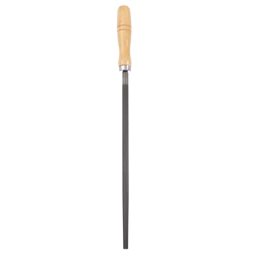 HARFINGTON 12" Round Medium Cut File Double Cut Teeth Medium Metal File High Carbon Steel T12 with Wood Handle for Metal Wood Finishing Roughing, Grey/Yellow - size: 12", style: Medium Cut