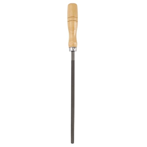 HARFINGTON 8" Round Coarse Cut File Double Cut Teeth Coarse Metal File High Carbon Steel T12 with Wood Handle for Metal Wood Finishing Roughing, Grey/Yellow - size: 8", style: Coarse Cut