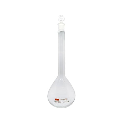 1pcs 5/10/20/25/50/200/500/1000ml Class A Borosilicate Glass Lab Clear Volumetric Flask with Head Stopper (500ml) - size: 500ml