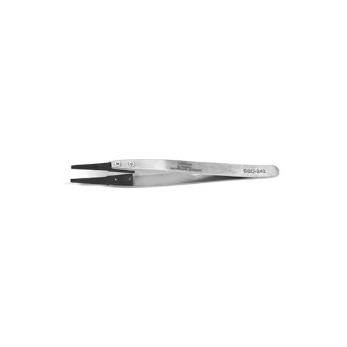 Utoolmart ESD-242 Precision Anti-Static Carbon Fiber Tweezers Stainless Steel Tweezers for Craft Jewelry Electronics - color: 1pcs, size: ESD-242