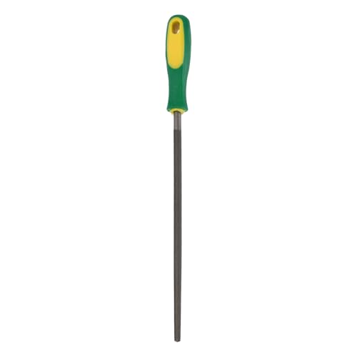 HARFINGTON 10" Round Coarse Cut File Double Cut Teeth Coarse Metal File High Carbon Steel T12 with Plastic Handle for Metal Wood Finishing Roughing, Grey/Yellow-Green - size: 10", style: Coarse Cut