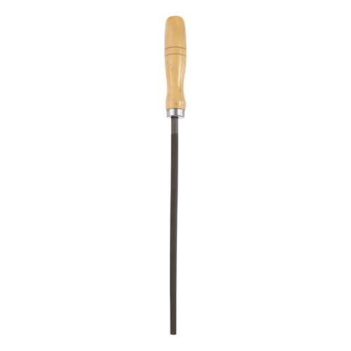 HARFINGTON 10" Round Fine Cut File Double Cut Teeth Fine Metal File High Carbon Steel T12 with Wood Handle for Metal Wood Finishing Roughing, Grey/Yellow - size: 10", style: Fine Cut