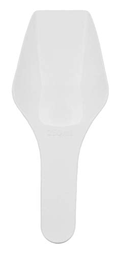 EISCO 6PK Scoops, 250ml (8.5oz) - Polypropylene Plastic - Flat Bottom - Excellent for Measuring & Weighing - Autoclavable