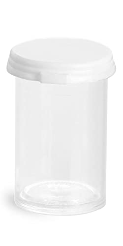 3 1/2 Dram Clear Styrene Vials w/Snap Caps - size: 3 1/2 Dram, 12 Caps per Case