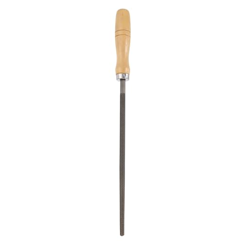 HARFINGTON 10" Round Coarse Cut File Double Cut Teeth Coarse Metal File High Carbon Steel T12 with Wood Handle for Metal Wood Finishing Roughing, Grey/Yellow - size: 10", style: Coarse Cut