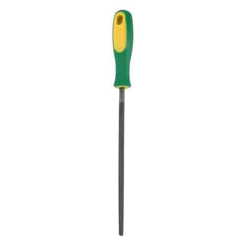 HARFINGTON 8" Round Fine Cut File Double Cut Teeth Fine Metal File High Carbon Steel T12 with Plastic Handle for Metal Wood Finishing Roughing, Grey/Yellow-Green - size: 8", style: Fine Cut