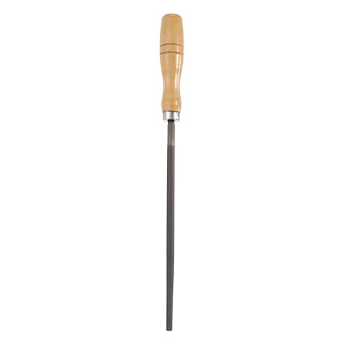 HARFINGTON 8" Round Medium Cut File Double Cut Teeth Medium Metal File High Carbon Steel T12 with Wood Handle for Metal Wood Finishing Roughing, Grey/Yellow - size: 8", style: Medium Cut
