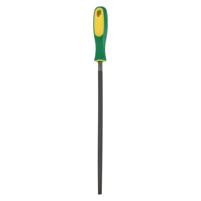 HARFINGTON 10" Round Fine Cut File Double Cut Teeth Fine Metal File High Carbon Steel T12 with Plastic Handle for Metal Wood Finishing Roughing, Grey/Yellow-Green - size: 10", style: Fine Cut