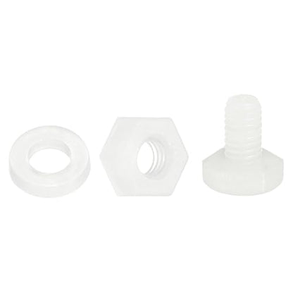 uxcell 300 Pcs/100 Sets Nylon Hex Bolts, M3 x 5mm Plastic Full Threaded Hex Head Screws Bolts and Nuts with Flat Washers for Machinery Electronics Industrial Accessories, White - size: M3 x 5mm