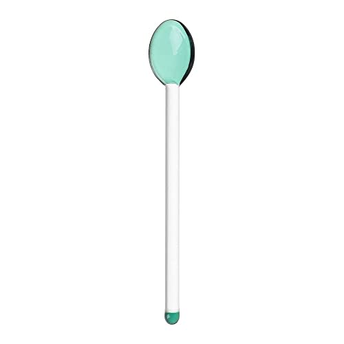 Glass Mixing Spoon 5.1 Inches Heat Resistant Transparent Stirring Spoon Rod Teaspoons for Salt Sugar Tea Coffee Ice Cream Drink (dark green) - color: Dark Green