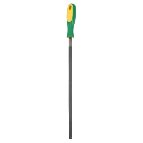 HARFINGTON 12" Round Medium Cut File Double Cut Teeth Medium Metal File High Carbon Steel T12 with Plastic Handle for Metal Wood Finishing Roughing, Grey/Yellow-Green - size: 12", style: Medium Cut