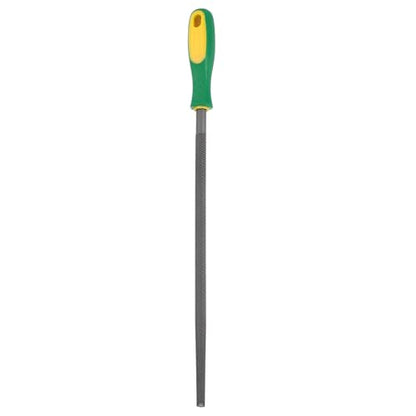 HARFINGTON 12" Round Coarse Cut File Double Cut Teeth Coarse Metal File High Carbon Steel T12 with Plastic Handle for Metal Wood Finishing Roughing, Grey/Yellow-Green - size: 12", style: Coarse Cut