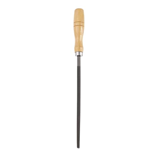 HARFINGTON 8" Round Fine Cut File Double Cut Teeth Fine Metal File High Carbon Steel T12 with Wood Handle for Metal Wood Finishing Roughing, Grey/Yellow - size: 8", style: Fine Cut