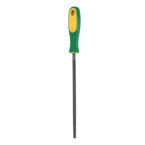 HARFINGTON 8" Round Medium Cut File Double Cut Teeth Medium Metal File High Carbon Steel T12 with Plastic Handle for Metal Wood Finishing Roughing, Grey/Yellow-Green - size: 8", style: Medium Cut