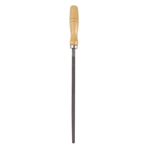 HARFINGTON 10" Round Medium Cut File Double Cut Teeth Medium Metal File High Carbon Steel T12 with Wood Handle for Metal Wood Finishing Roughing, Grey/Yellow - size: 10", style: Medium Cut