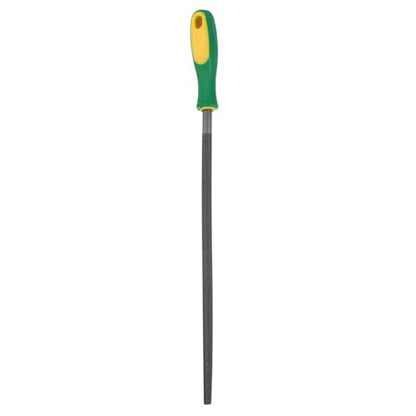 HARFINGTON 12" Round Fine Cut File Double Cut Teeth Fine Metal File High Carbon Steel T12 with Plastic Handle for Metal Wood Finishing Roughing, Grey/Yellow-Green - size: 12", style: Fine Cut