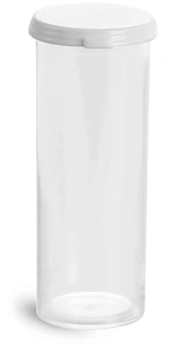 SKS Bottle & Packaging Clear Styrene Plastic Vials with Snap Caps, 15 Dram Storage Tubes with Caps, High Clarity Vials, Secure Seal, for Bath and Body, Craft Storage, Beads, Dry Herbs, Pack of 72 - size: 15 Dram, 72 Caps per Case